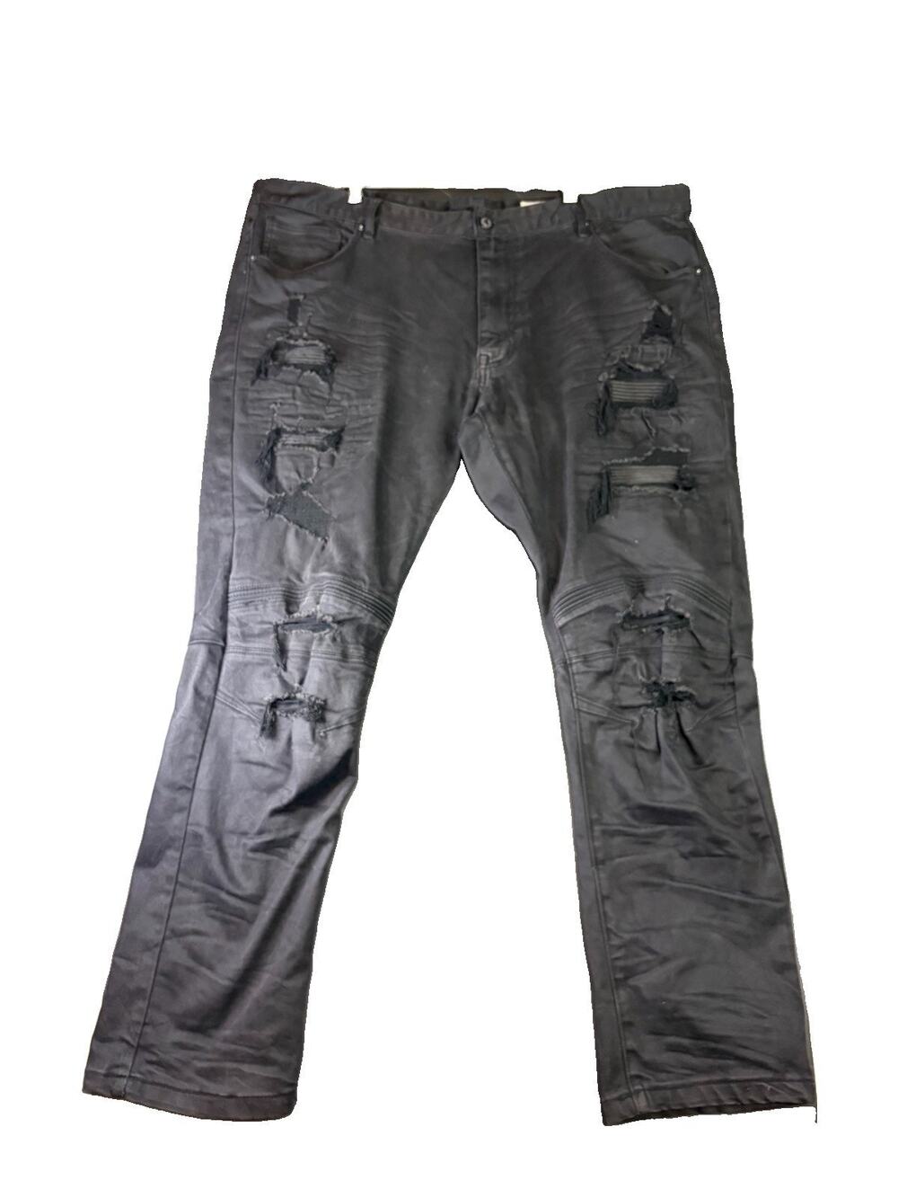 Smoke Rise Jeans Men’s 44x32 Black Distressed Ripped Moto Biker Streetwear